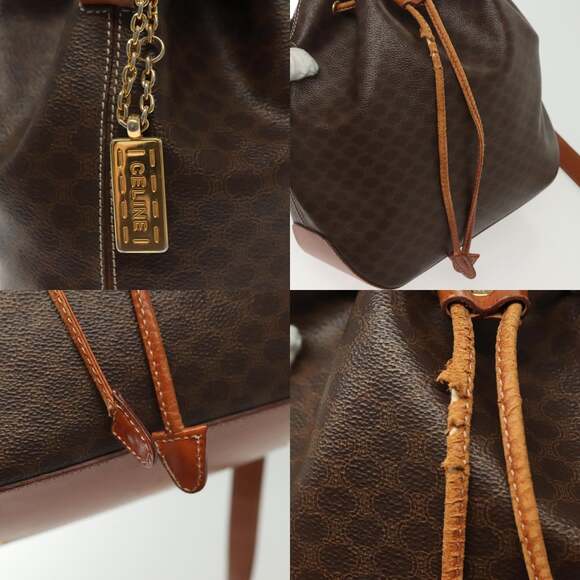 CELINE Macadam Canvas Shoulder Bag Pvc Leather Brown Gold - Picture 11 of 13